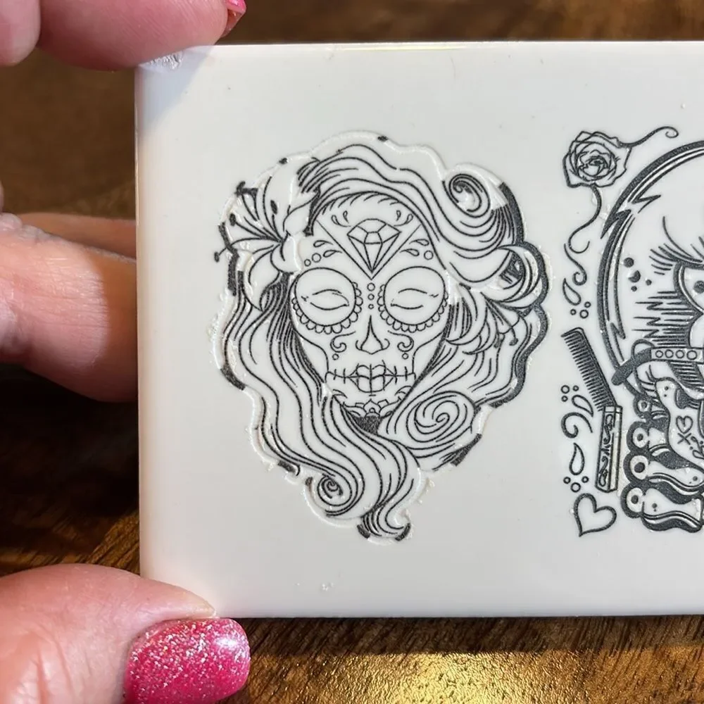 Engraved porcelain tile for insert or crafting